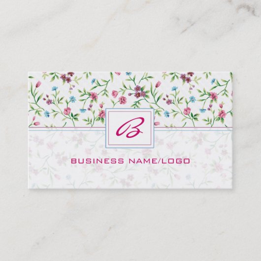 Pastel Tones Floral Monogramme Carte de visite (Devant)