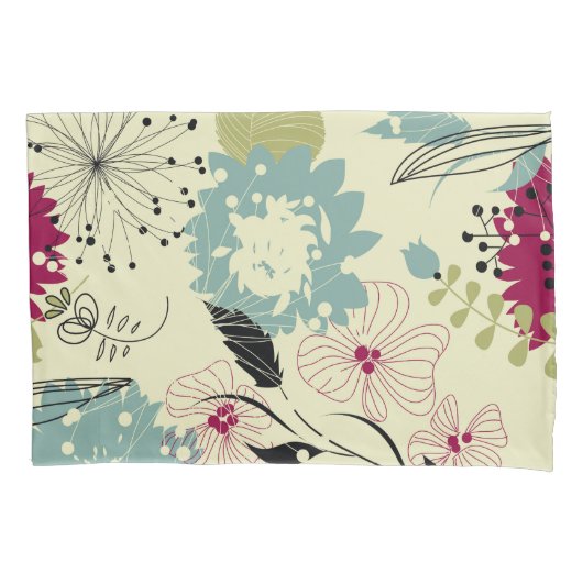 Pastel Tones Retro Floral Design Kussensloop (Voorkant)