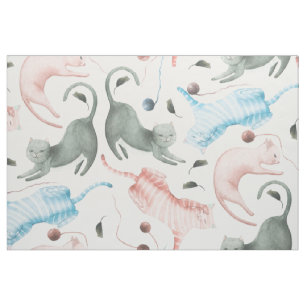 Pastel Toon katten patroon Stof