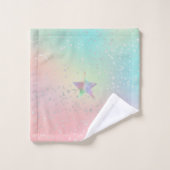 Pastel tourbillon holographique étoile ruban rose (Gant de toilette)