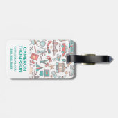 Pastel Tourist Pattern Bagagelabel (Achterkant horizontaal)