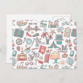 Pastel Tourist Pattern Briefkaart (Voorkant / Achterkant)