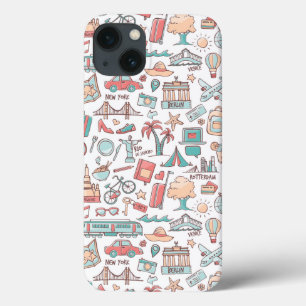 Pastel Tourist Pattern iPhone 13 Hoesje