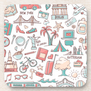 Pastel Tourist Pattern Onderzetter