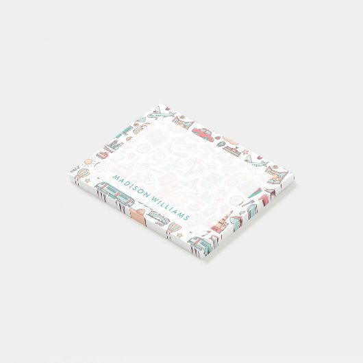 Pastel Tourist Pattern Post-it® Notes (Schuin)