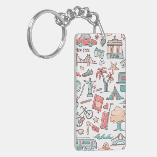 Pastel Tourist Pattern Sleutelhanger (Voorkant Links)