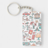 Pastel Tourist Pattern Sleutelhanger (Voorkant)