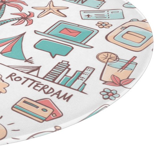 Pastel Tourist Pattern Snijplank (Hoek)