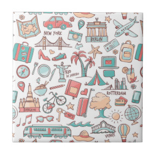 Pastel Tourist Pattern Tegeltje