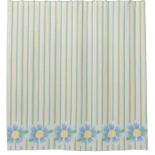 Pastel Trappes et Fleurs Douche Rideau