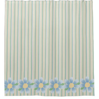 Pastel Trappes et Fleurs Douche Rideau