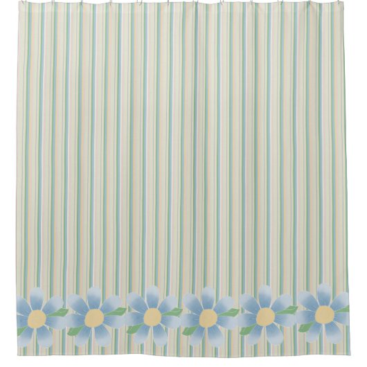 Pastel Trappes et Fleurs Douche Rideau (Devant)