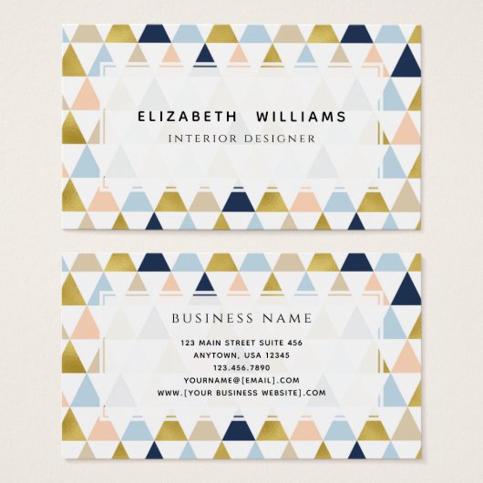 Pastel Triangles Designer d'intérieur Cartes de vi (Devant & derrière)