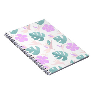 Pastel Tropical Floral Pattern Notitieboek