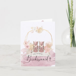 Pastel Tropical Foliage Bridesmaid Carte pliée