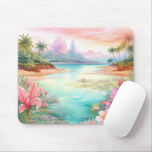Pastel Tropical Island Beach Sunset Mountains Muismat