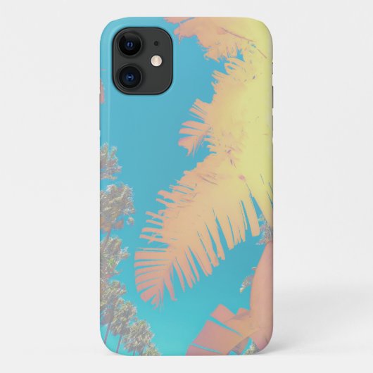 Pastel Tropical Vibes Palms iPhone 11 Coque (Dos)