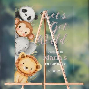 Pastel Tropical Wild One Jungle Safari Animaux