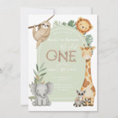 Pastel Tropical Wild One Oerwoud Safari Animals Kaart (Voorkant)