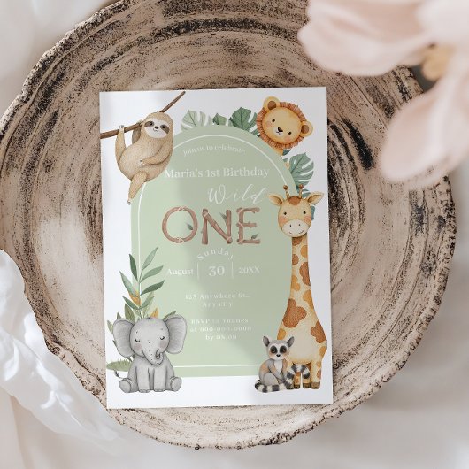 Pastel Tropical Wild One Oerwoud Safari Animals Kaart