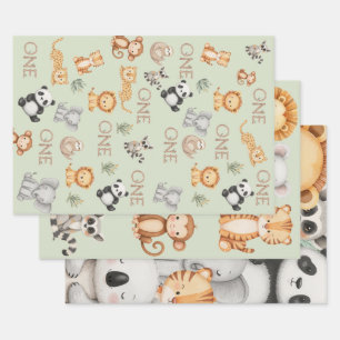 Pastel Tropical Wild One Oerwoud Safari Dieren Inpakpapier Vel