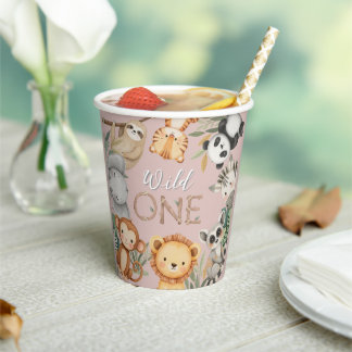 Pastel Tropical Wild One Oerwoud Safari Dieren Papieren Bekers