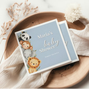 Pastel Tropisch Baby shower Oerwoud Safari Dieren Servet