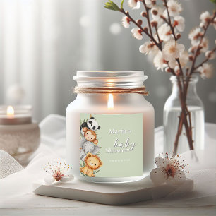 Pastel Tropisch Baby shower Oerwoud Safari Dieren Vierkante Sticker