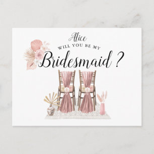 Pastel Tropisch gebladerte bruidsmeisje Briefkaart