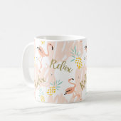 Pastel Tropisch Roze Flamingo patroon Koffiemok (Voorkant links)