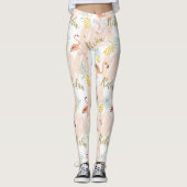 Pastel Tropisch Roze Flamingo patroon Leggings (Voorkant)