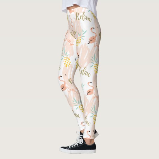 Pastel Tropisch Roze Flamingo patroon Leggings (Links)