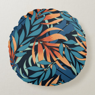 Pastel Tropische Abstracte Botanicals Rond Kussen