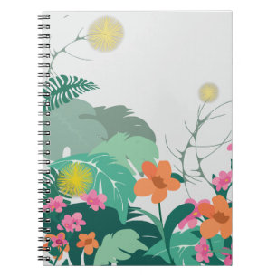 Pastel Tropische Bladeren en Bloemen Notitieboek