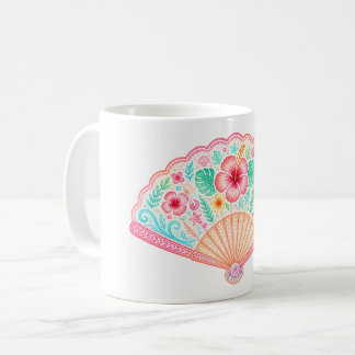 Pastel Tropische Bloemige Waaiersmokkop Koffiemok