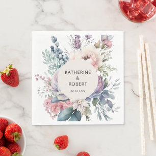 Pastel Tuin Bloemen Trouwpapier Servet