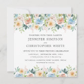 Pastel Tuin Bloemen Vierkant Bruiloft uitnodiging (Voorkant)