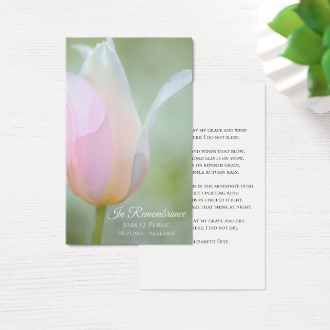 Pastel Tulip Spring Begrafenis Gebed Visitekaartje (Bureau)