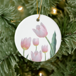 Pastel Tulp Bloemendesign Keramisch Ornament