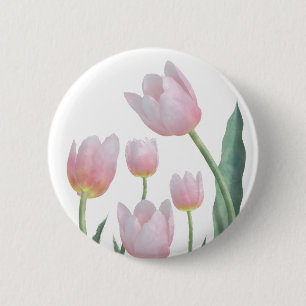 Pastel Tulp Bloemendesign Ronde Button 5,7 Cm