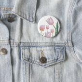 Pastel Tulp Bloemendesign Ronde Button 5,7 Cm (In situ)