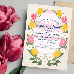Pastel Tulp Pasen Eiersoeken Kaart