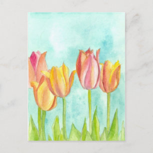 Pastel Tulp Waterverf Flowers Soft Pink Briefkaart