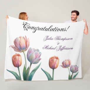 Pastel Tulp Wedding Suite Elegante Typografie Fleece Deken