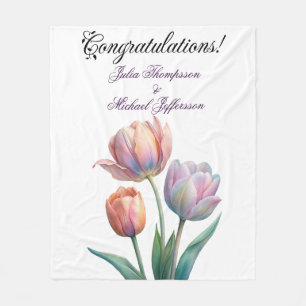 Pastel Tulp Wedding Suite Elegante Typografie Fleece Deken
