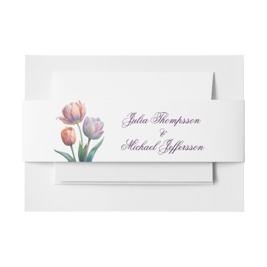 Pastel Tulp Wedding Suite Elegante Typografie Uitnodigingen Wikkel (Voorkant Voorbeeld)