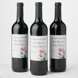 Pastel Tulp Wedding Suite Elegante Typografie Wijn Etiket