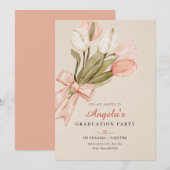 Pastel tulpen bloemen afstuderen kaart (Voorkant / Achterkant)