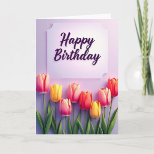 Pastel Tulpen Verjaardagskaart Kaart