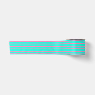 Pastel Turquoise Blauw-groene en roze strepen Lint